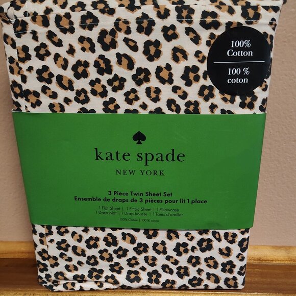 NWT! Kate Spade Twin Sheet Set - Animal Print - 100% Cotton - Picture 1 of 2